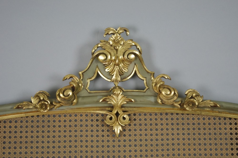 Painted and Parcel-Gilt Cane Double Headboard/Bed View III