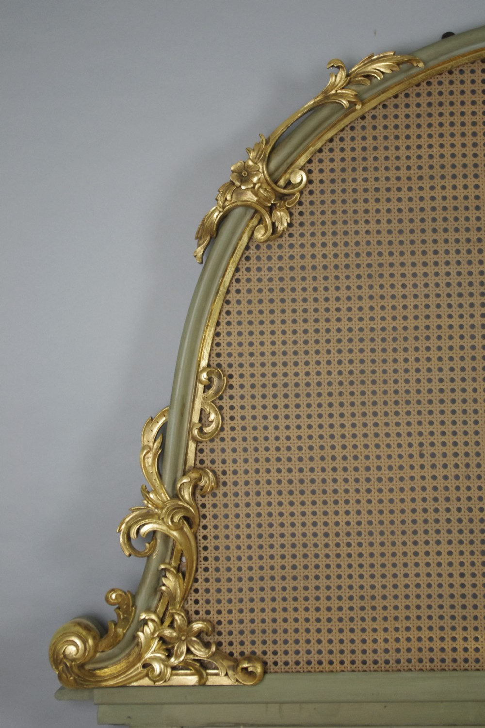 Painted and Parcel-Gilt Cane Double Headboard/Bed View IV