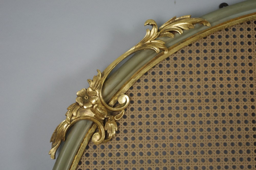 Painted and Parcel-Gilt Cane Double Headboard/Bed View VI