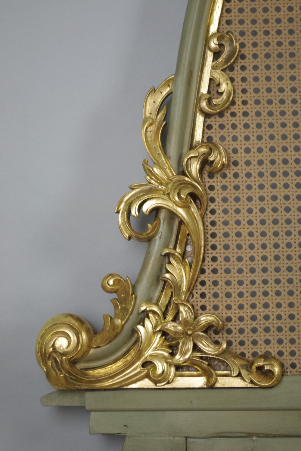 Painted and Parcel-Gilt Cane Double Headboard/Bed View VIII