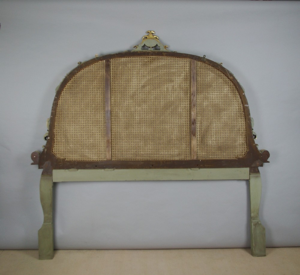 Painted and Parcel-Gilt Cane Double Headboard/Bed View XII