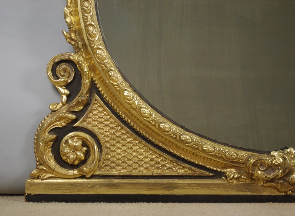 Victorian Gilt and Ebonised Oval Overmantle Mirror  View V