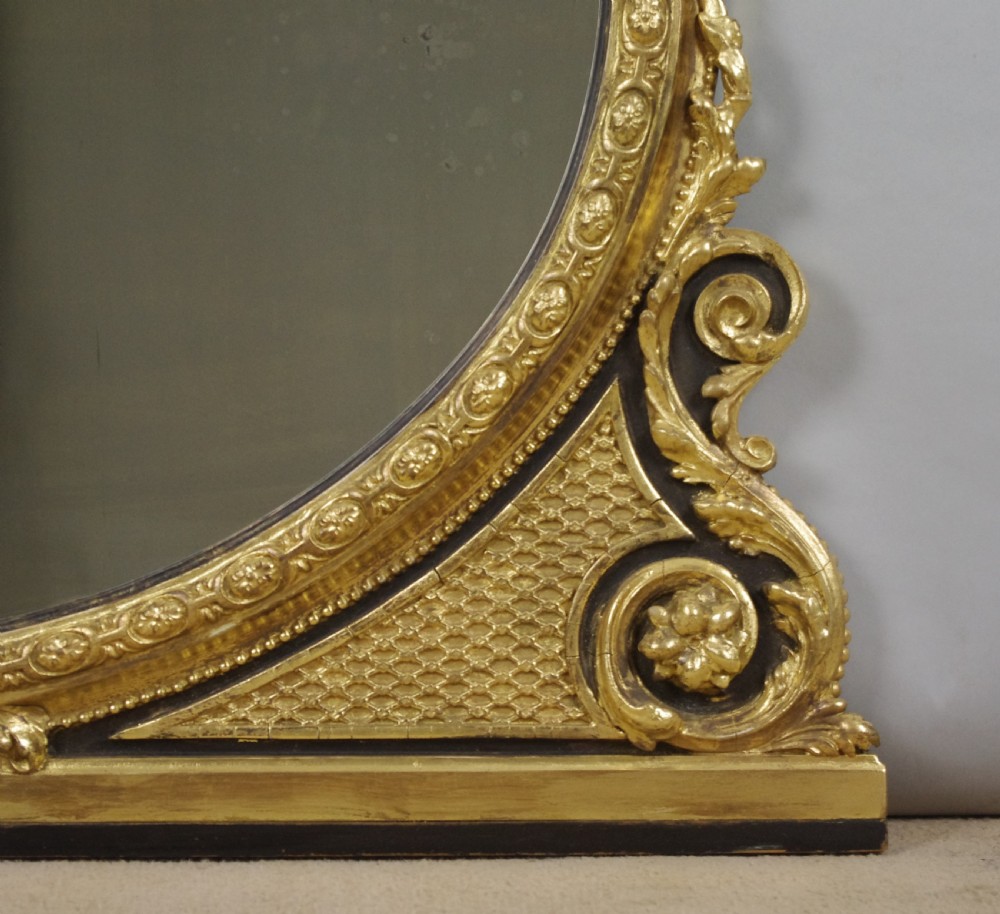 Victorian Gilt and Ebonised Oval Overmantle Mirror  View VI