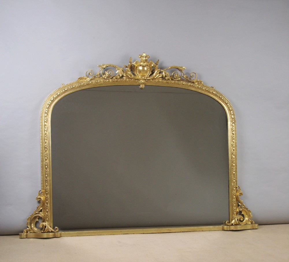 Victorian Gilt Large Arch Top Overmantle Mirror