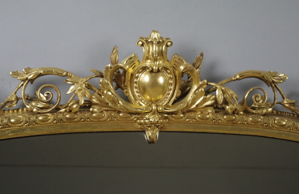 Victorian Gilt Large Arch Top Overmantle Mirror View V