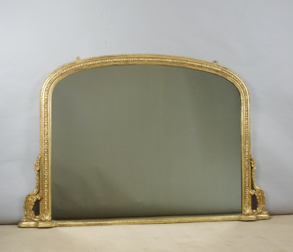 Victorian Gilt Large Arch Top Overmantle Mirror