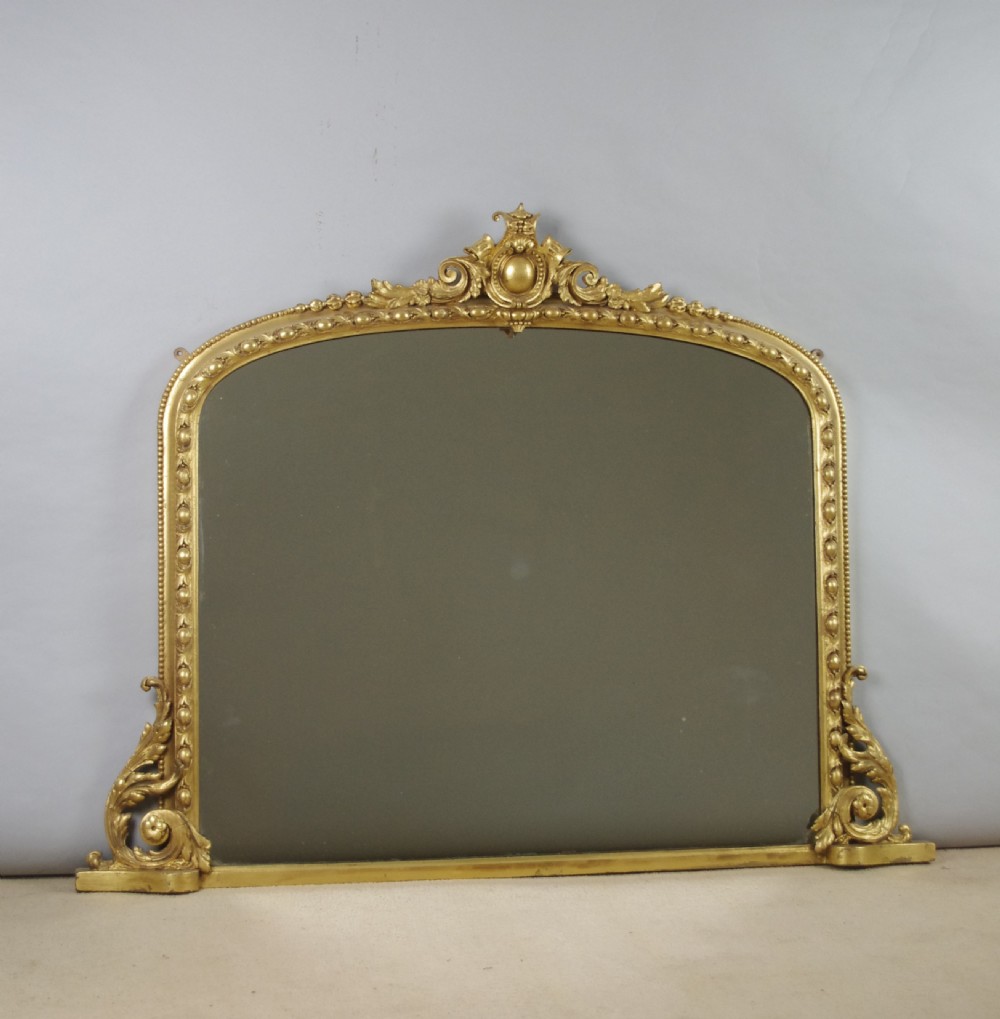 Victorian Gilt Large Arch Top Overmantle Mirror