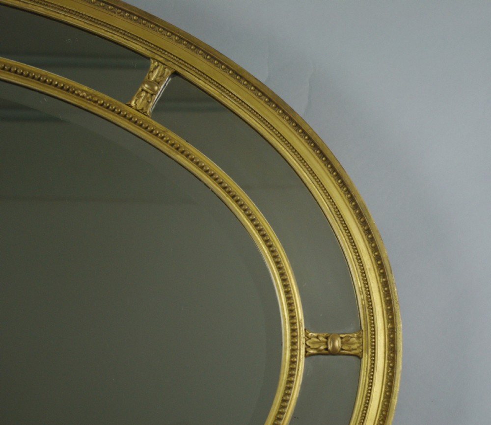 Victorian Gilt Large Oval Marginal Overmantle Mirror View IV