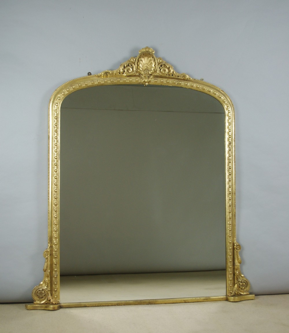 Victorian Gilt Large Arch Top Overmantle Mirror