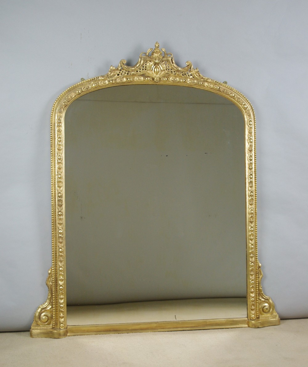 Victorian Gilt Large Arch Top Overmantle Mirror