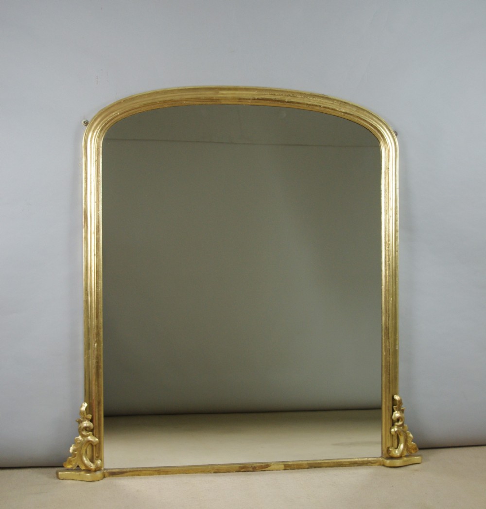 Victorian Gilt Large Arch Top Overmantle Mirror