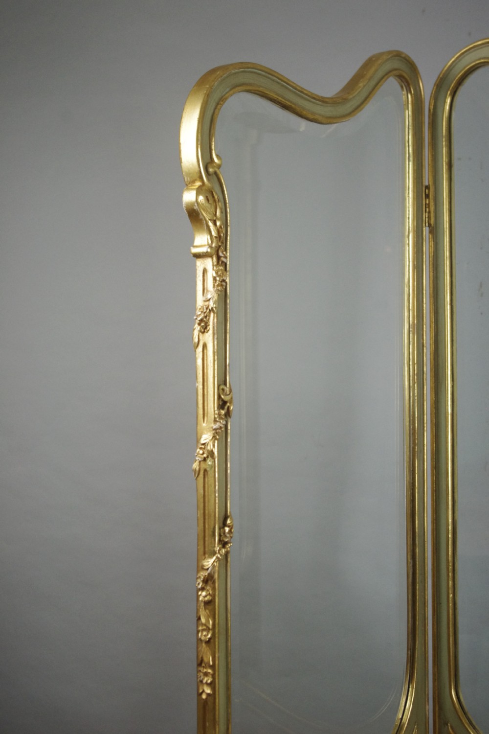 French Louis XV Style Painted and Parcel-Gilt Four Fold Screen View II