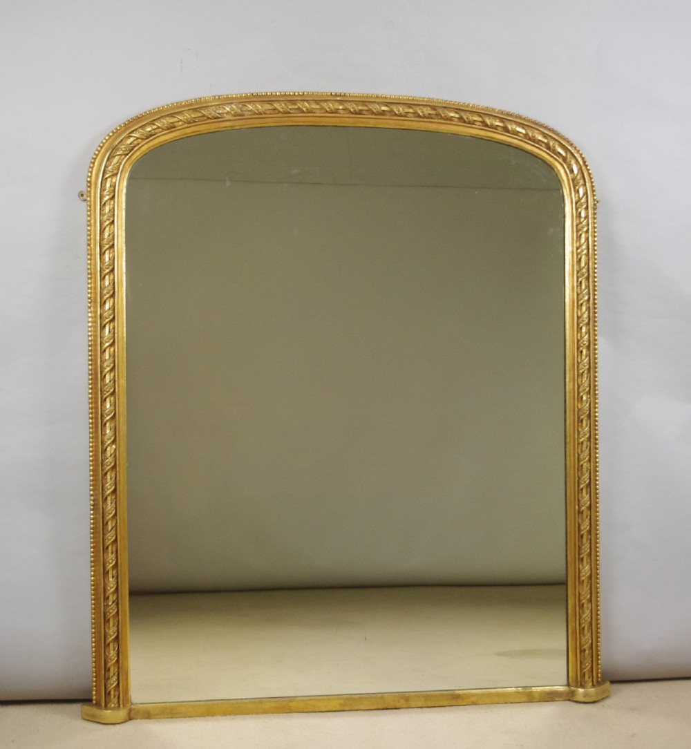 Victorian Gilt Large Arch Top Overmantle Mirror