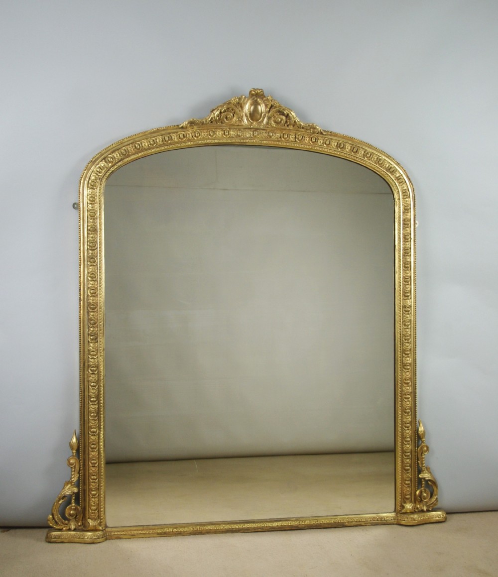Victorian Gilt Large Arch Top Overmantle Mirror