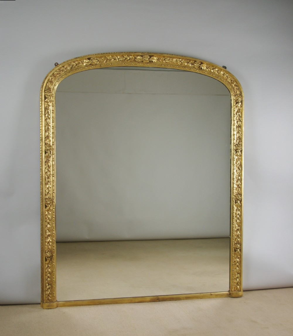 Victorian Gilt Large Arch Top Overmantle Mirror