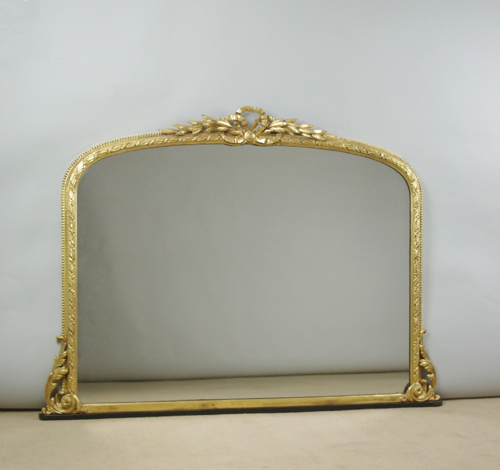 Victorian Gilt Large Arch Top Overmantle Mirror