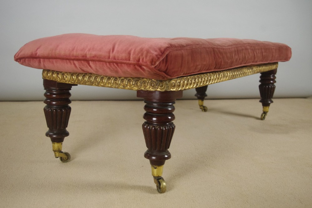 Victorian Mahogany and Parcel-Gilt Window Seat Long Stool View IV
