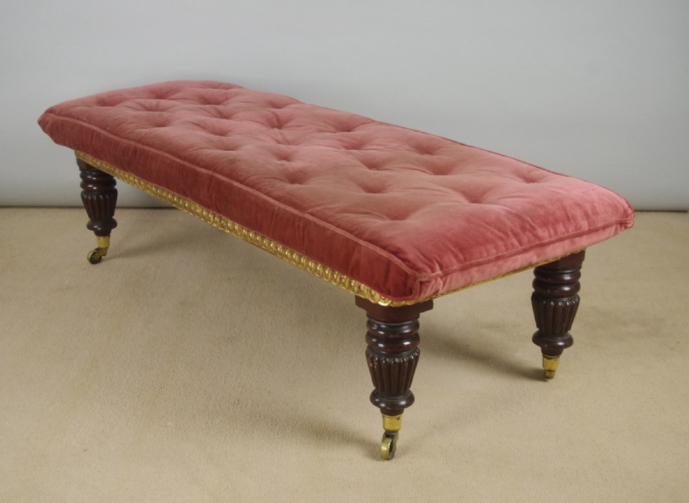 Victorian Mahogany and Parcel-Gilt Window Seat Long Stool View XI
