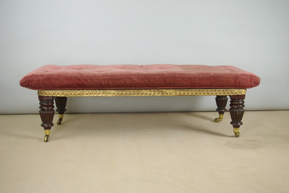 Victorian Mahogany and Parcel-Gilt Window Seat Long Stool