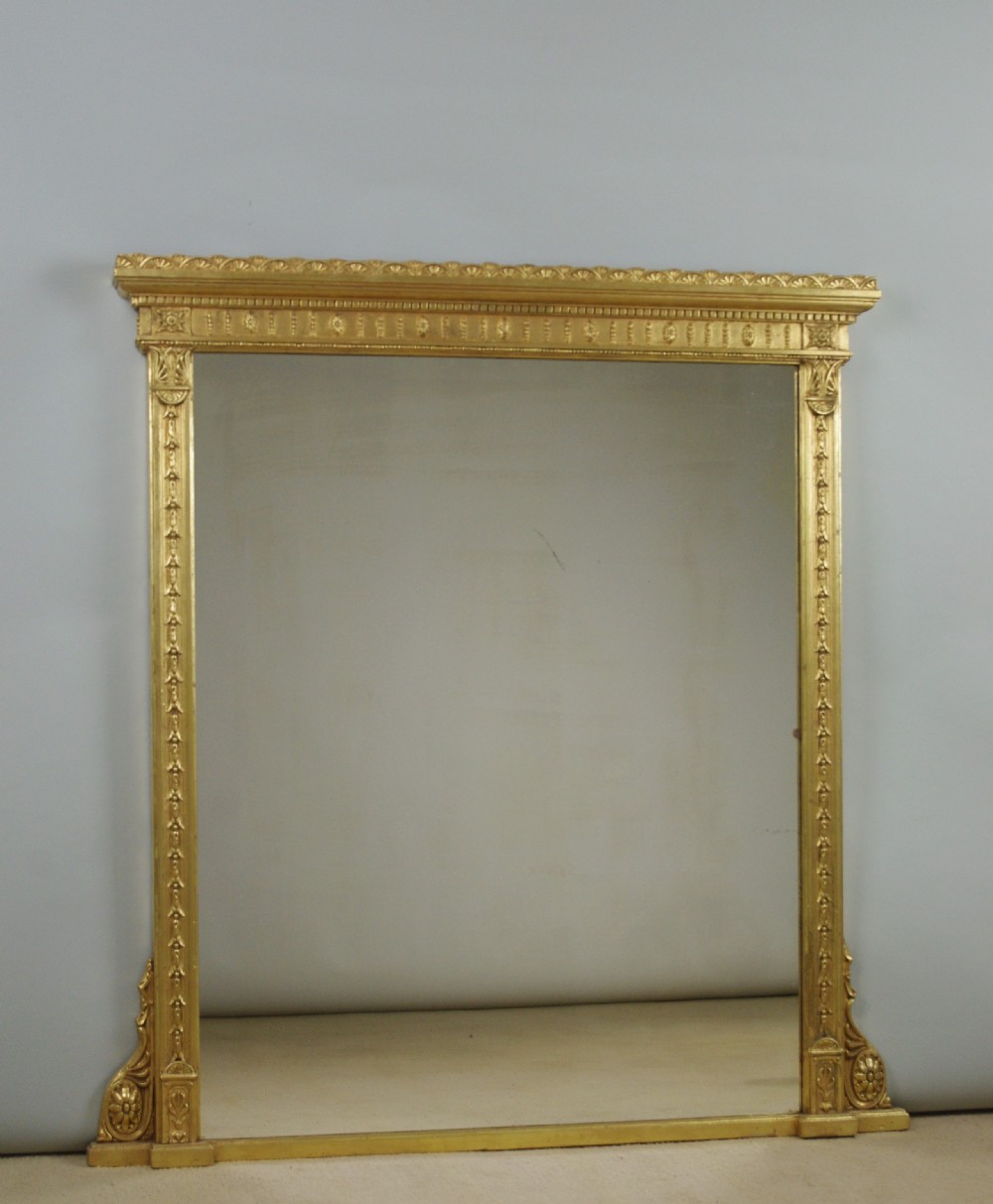 Victorian Gilt Adam Style Overmantle Mirror