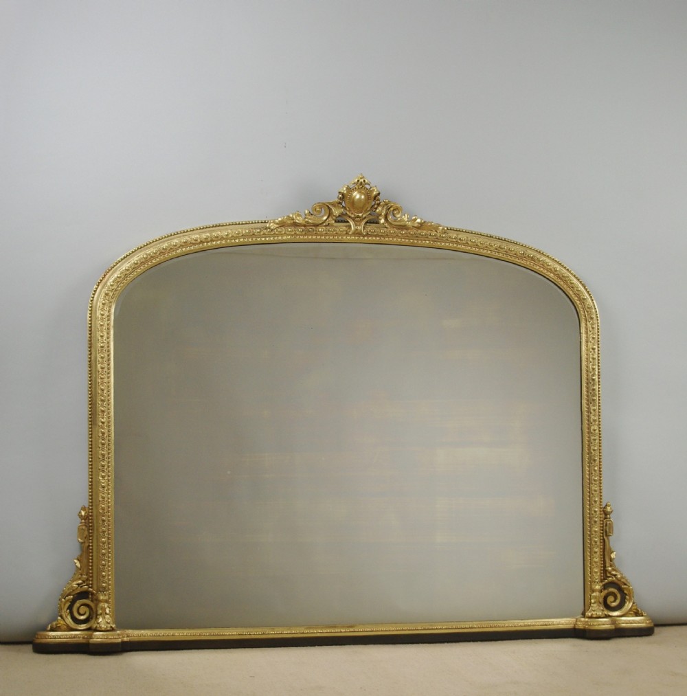 Victorian Gilt Large Arch Top Overmantle Mirror