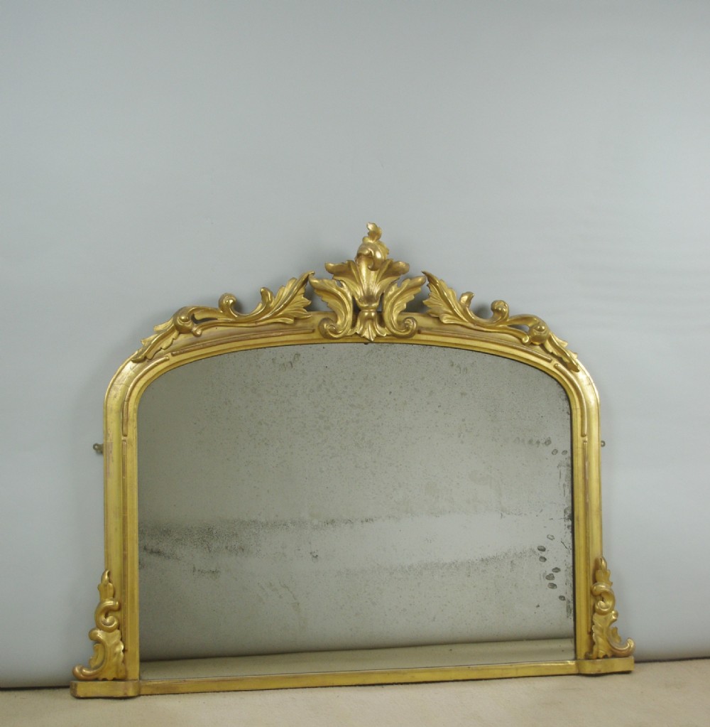 Victorian Gilt Wood Arch Top Overmantle Mirror