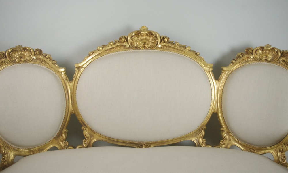 19th Century French Gilt Wood Louis XV Style Sofa View VII