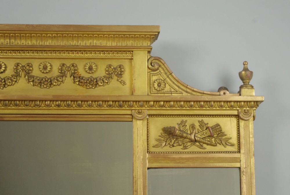 Victorian Gilt Large Triple Plate Overmantle Mirror View VI