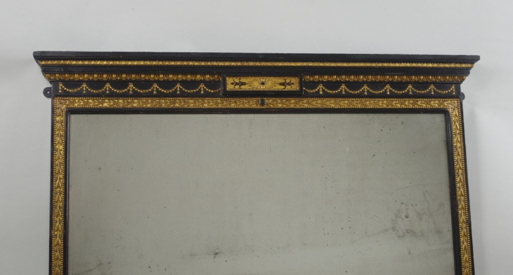 Victorian Ebonised and Parcel-Gilt Adam Style Overmantle Mirror View III
