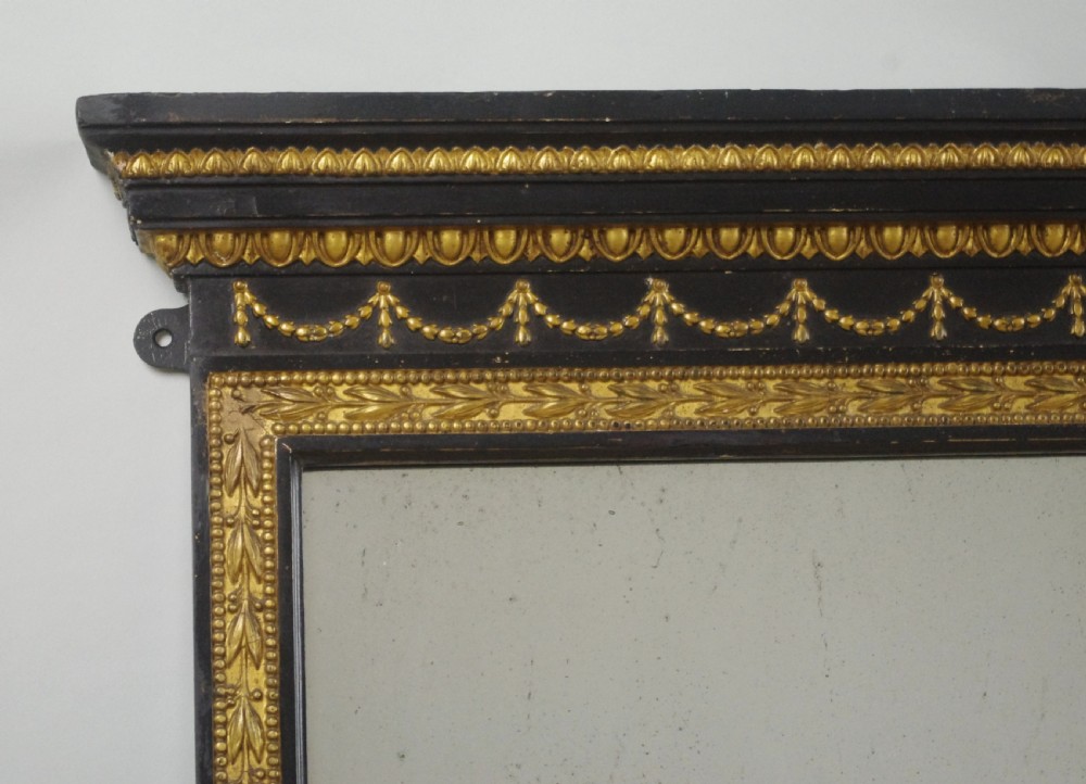 Victorian Ebonised and Parcel-Gilt Adam Style Overmantle Mirror View V