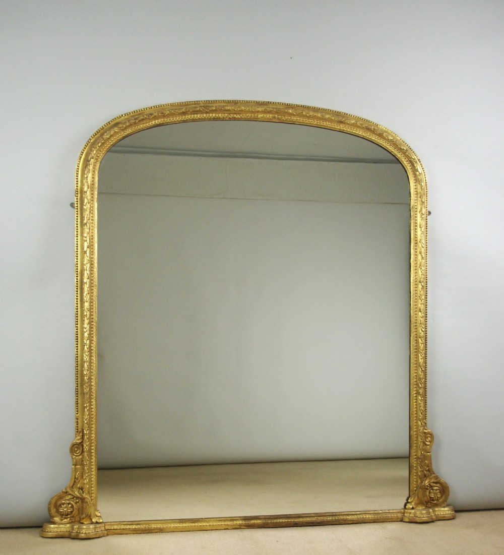 Large Victorian Gilt Arch Top Overmantle Mirror