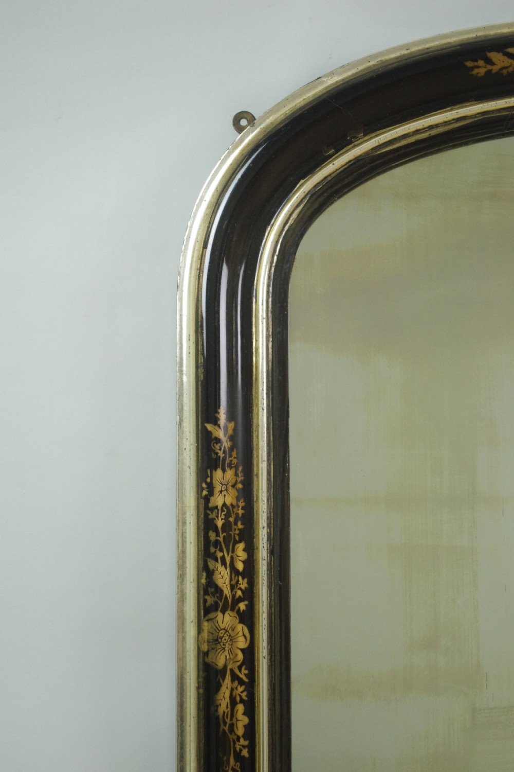 Victorian Ebonised and Parcel-Gilt Arch Top Overmantle Mirror View IV