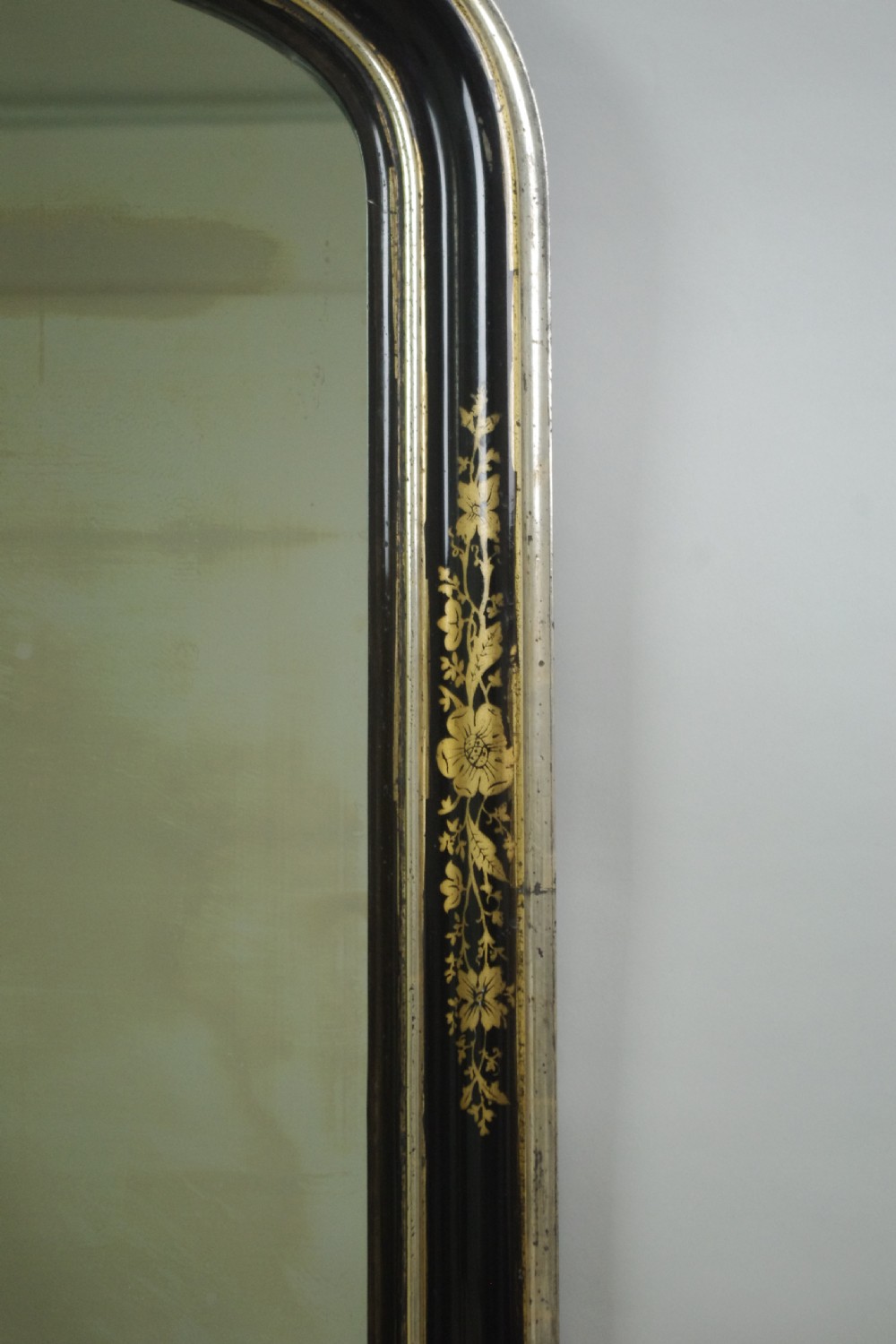 Victorian Ebonised and Parcel-Gilt Arch Top Overmantle Mirror View V