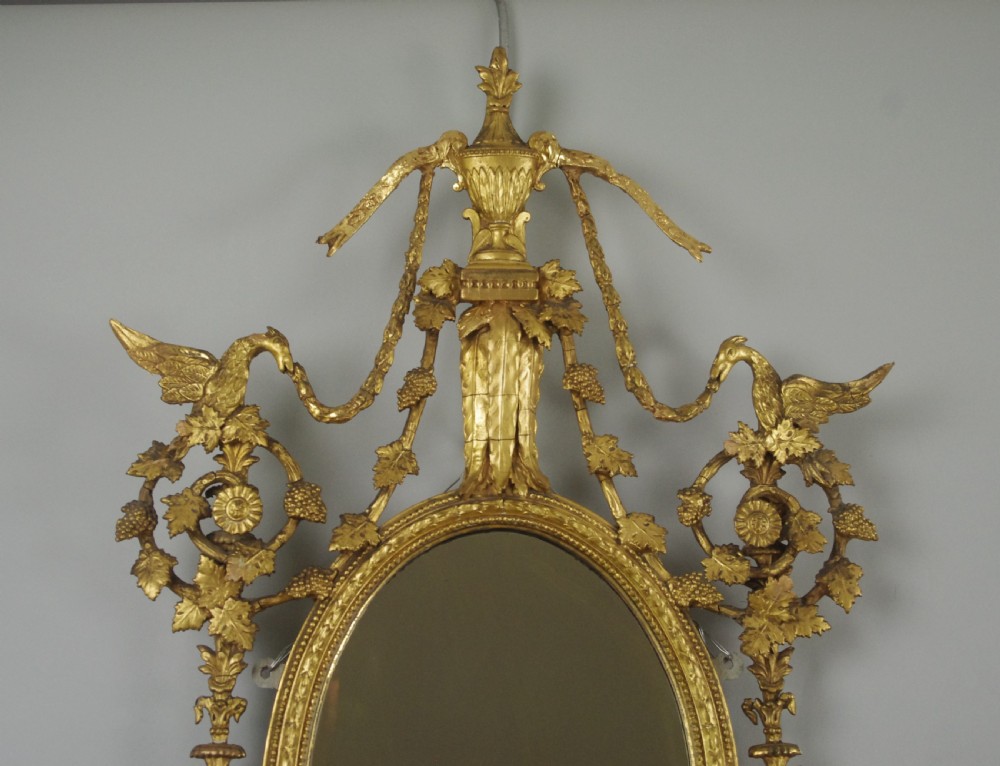 Pair of Victorian Gilt Adam Style Girandole Wall Mirrors with Candle Sconces View IV