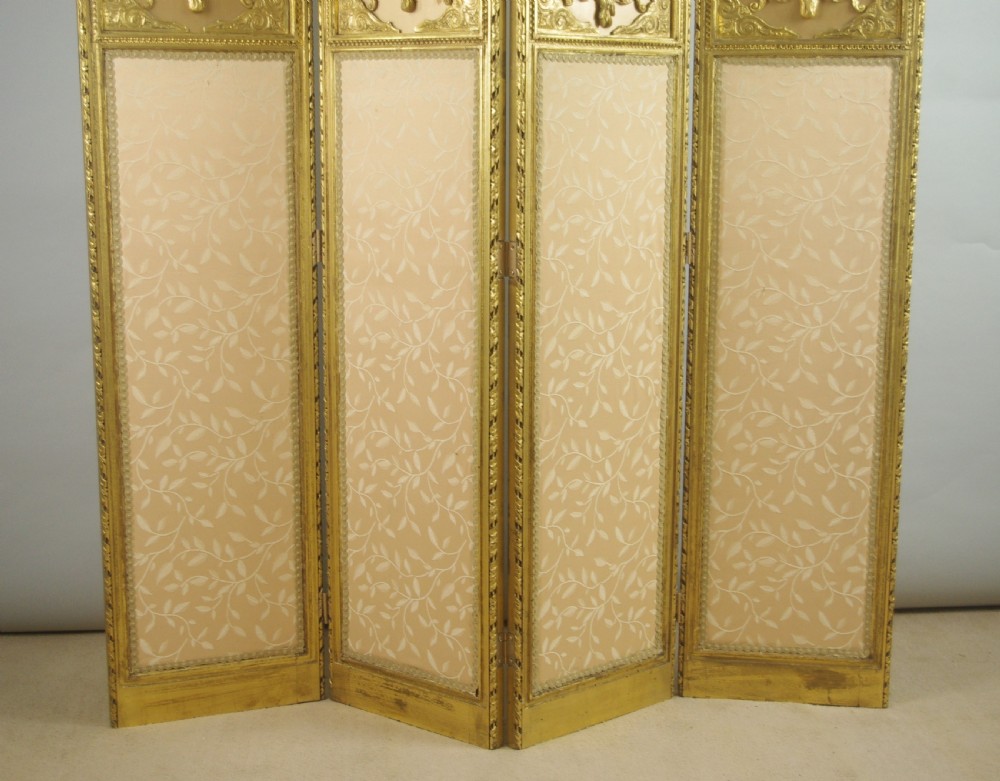 19th Century Gilt Four Fold Screen View XI
