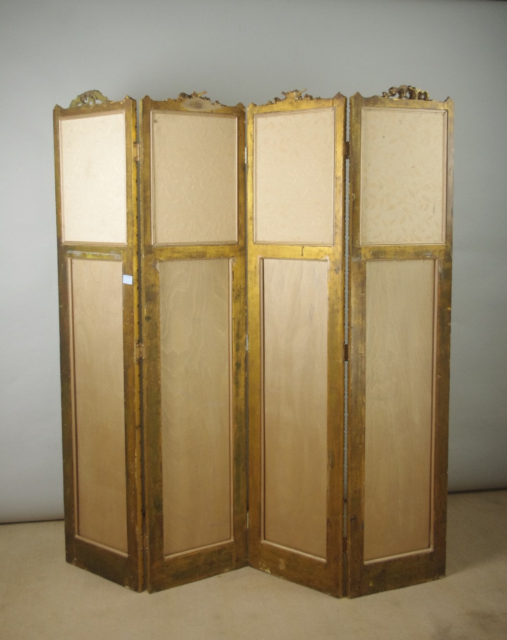 19th Century Gilt Four Fold Screen View XVI