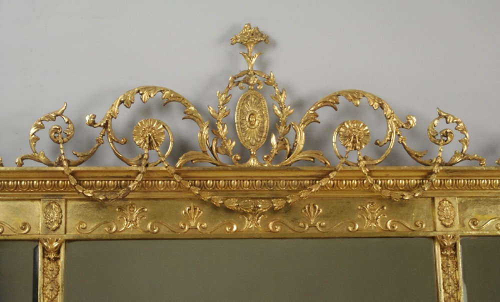 Victorian Gilt Adam Style Triple Plate Overmantle Mirror View IV