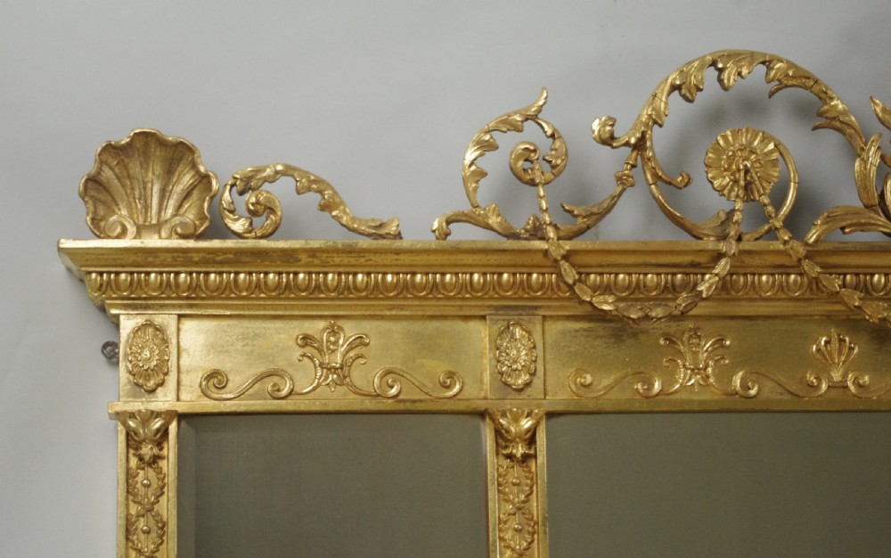 Victorian Gilt Adam Style Triple Plate Overmantle Mirror View V