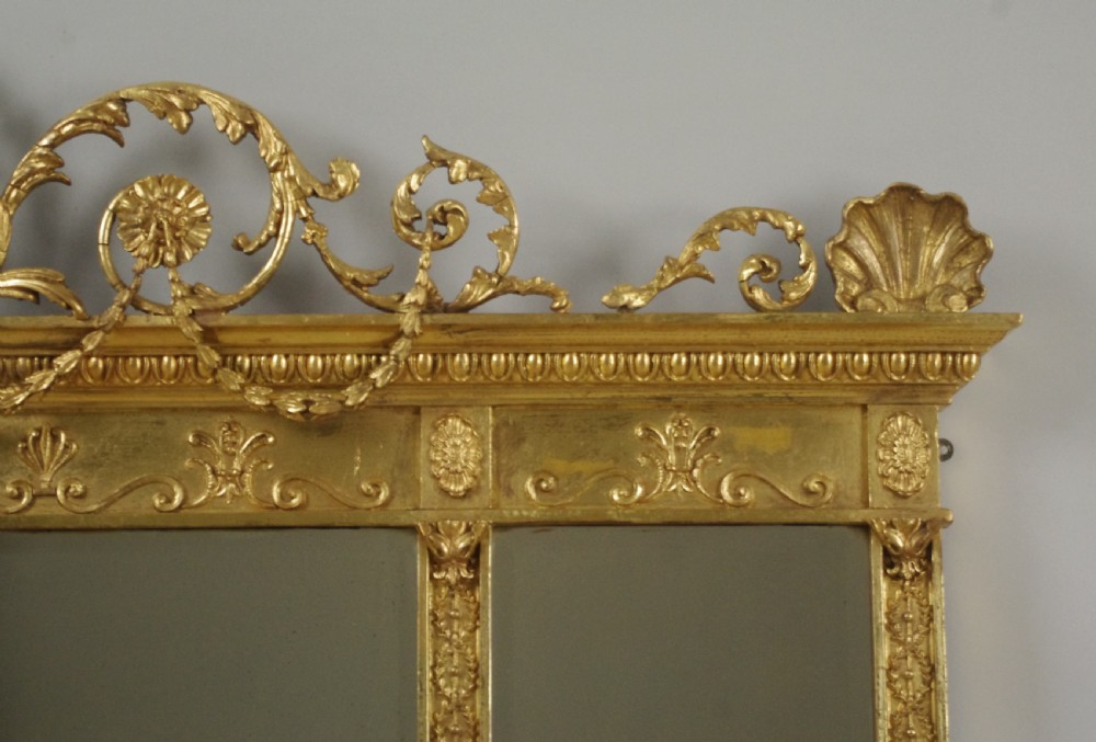 Victorian Gilt Adam Style Triple Plate Overmantle Mirror View VI