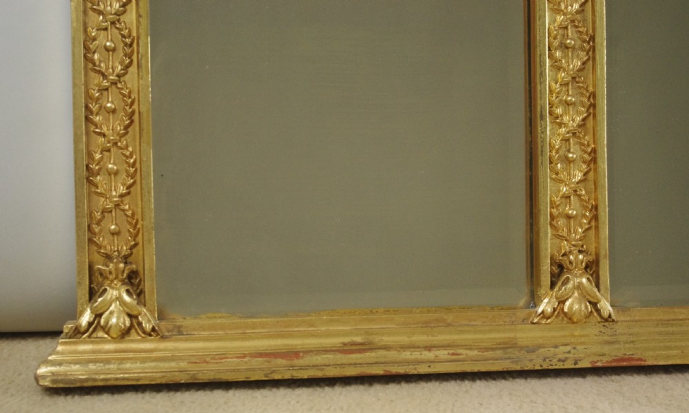Victorian Gilt Adam Style Triple Plate Overmantle Mirror View IX