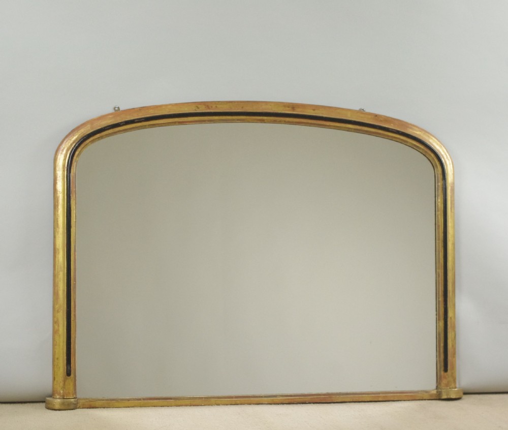 Victorian Gilt and Ebonised Arch Top Overmantle Mirror View VIII