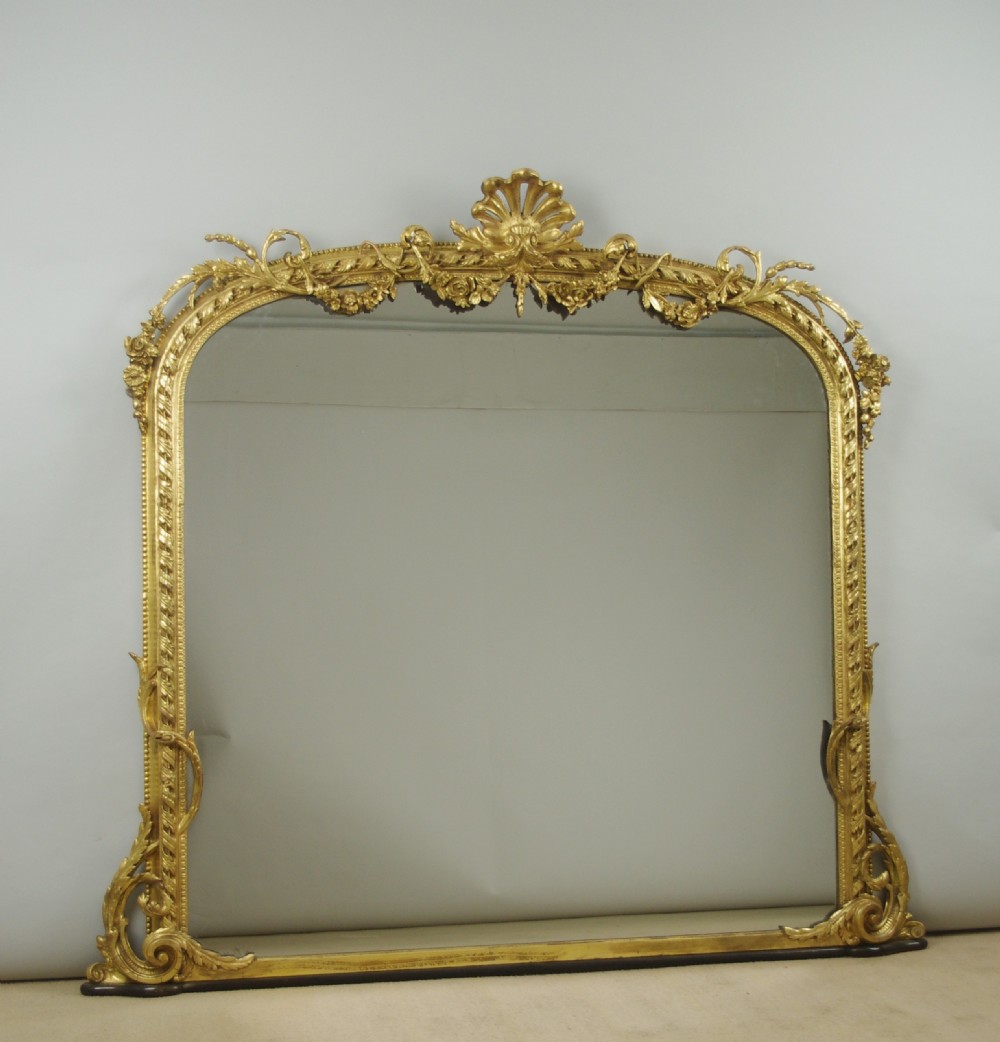 Victorian Gilt Large Arch Top Overmantle Mirror