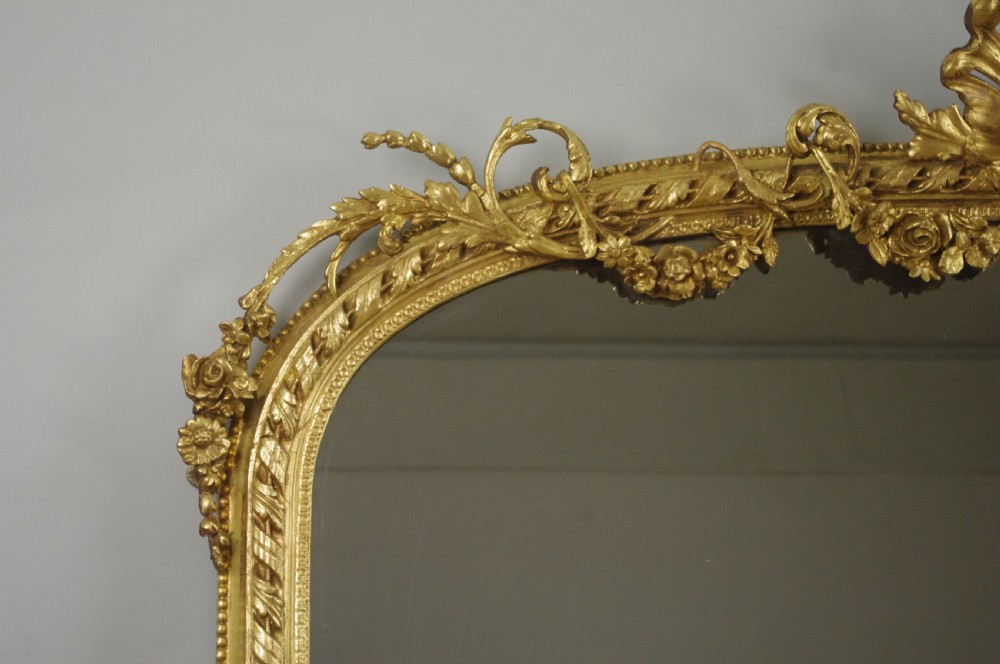 Victorian Gilt Large Arch Top Overmantle Mirror View V