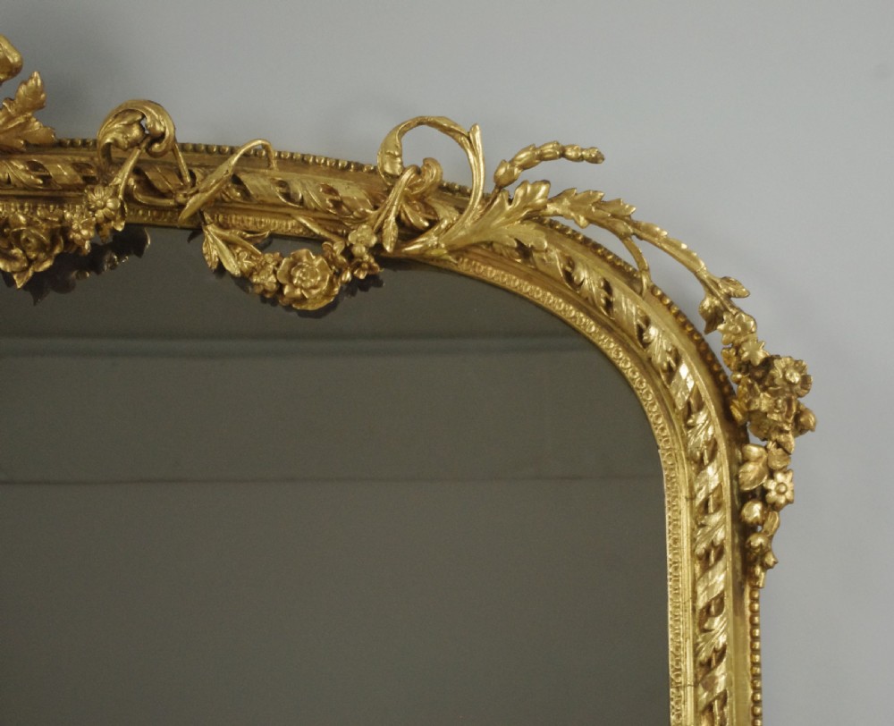 Victorian Gilt Large Arch Top Overmantle Mirror View VI