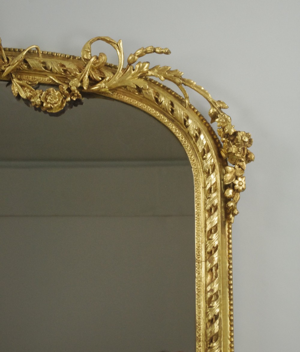 Victorian Gilt Large Arch Top Overmantle Mirror View VIII
