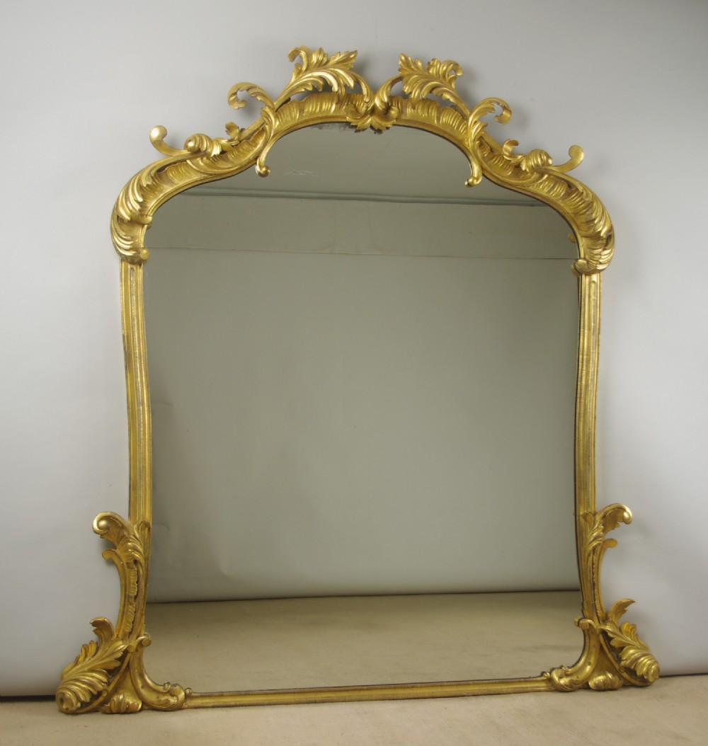 Large 19th Century English Gilt Wood Overmantle Mirror