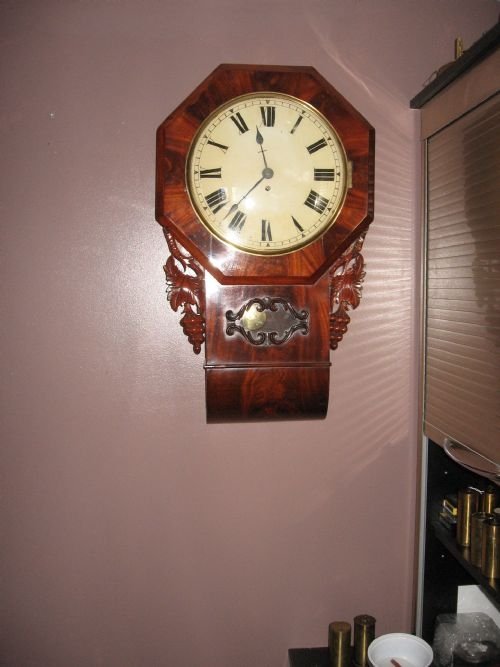 Mahagany Drop Dial Wall Clock.