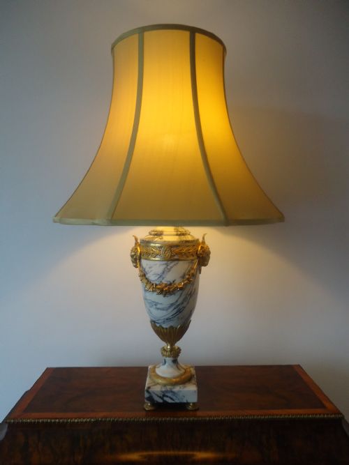 A Large Grey Veined Marble Lamp