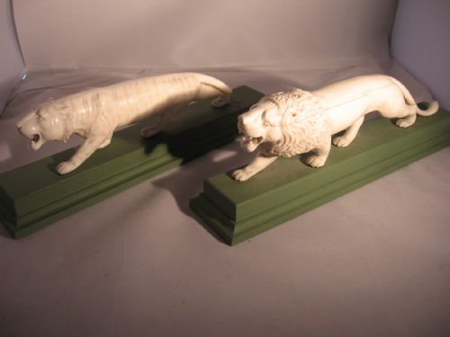 Pair of Lion Ivory Subjects