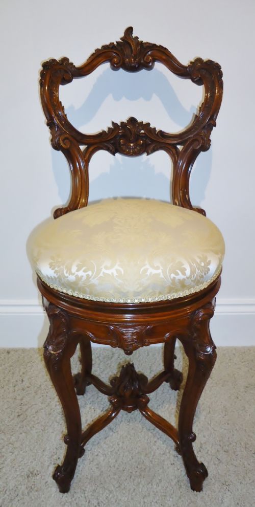 A Rare Walnut Harpist Chair